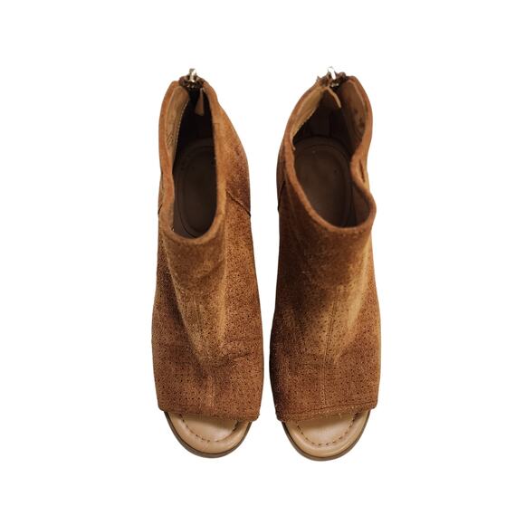 Franco Sarto Womens Goldie Peep Toe Heeled Booties Size 7 Brown Suede Leather - Picture 2 of 11